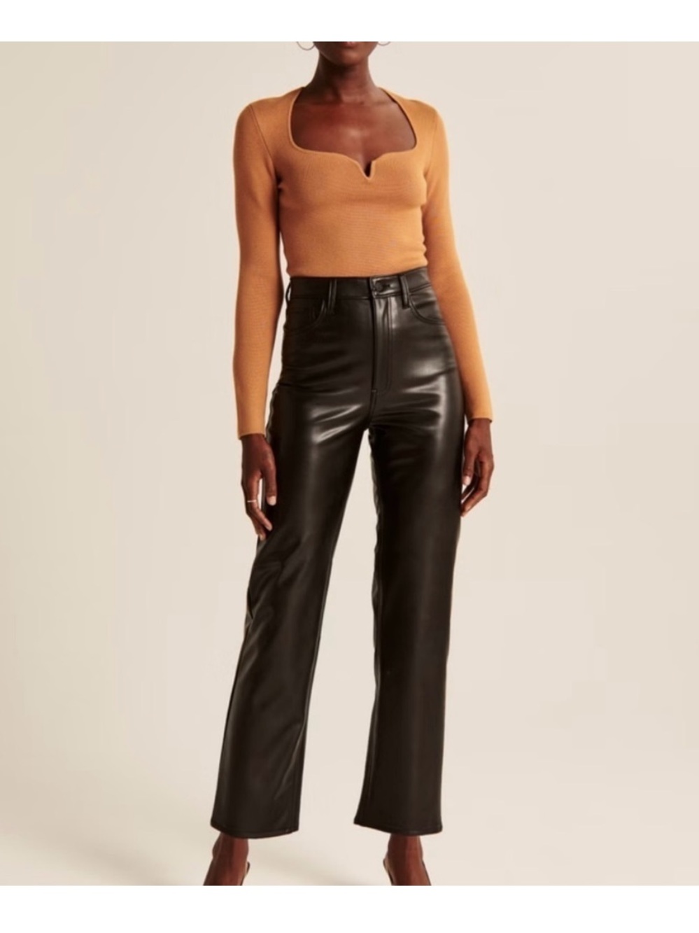 Abercrombie & Fitch The Ankle Straight Ultra High Rise Vegan Leather Pants, 29/8